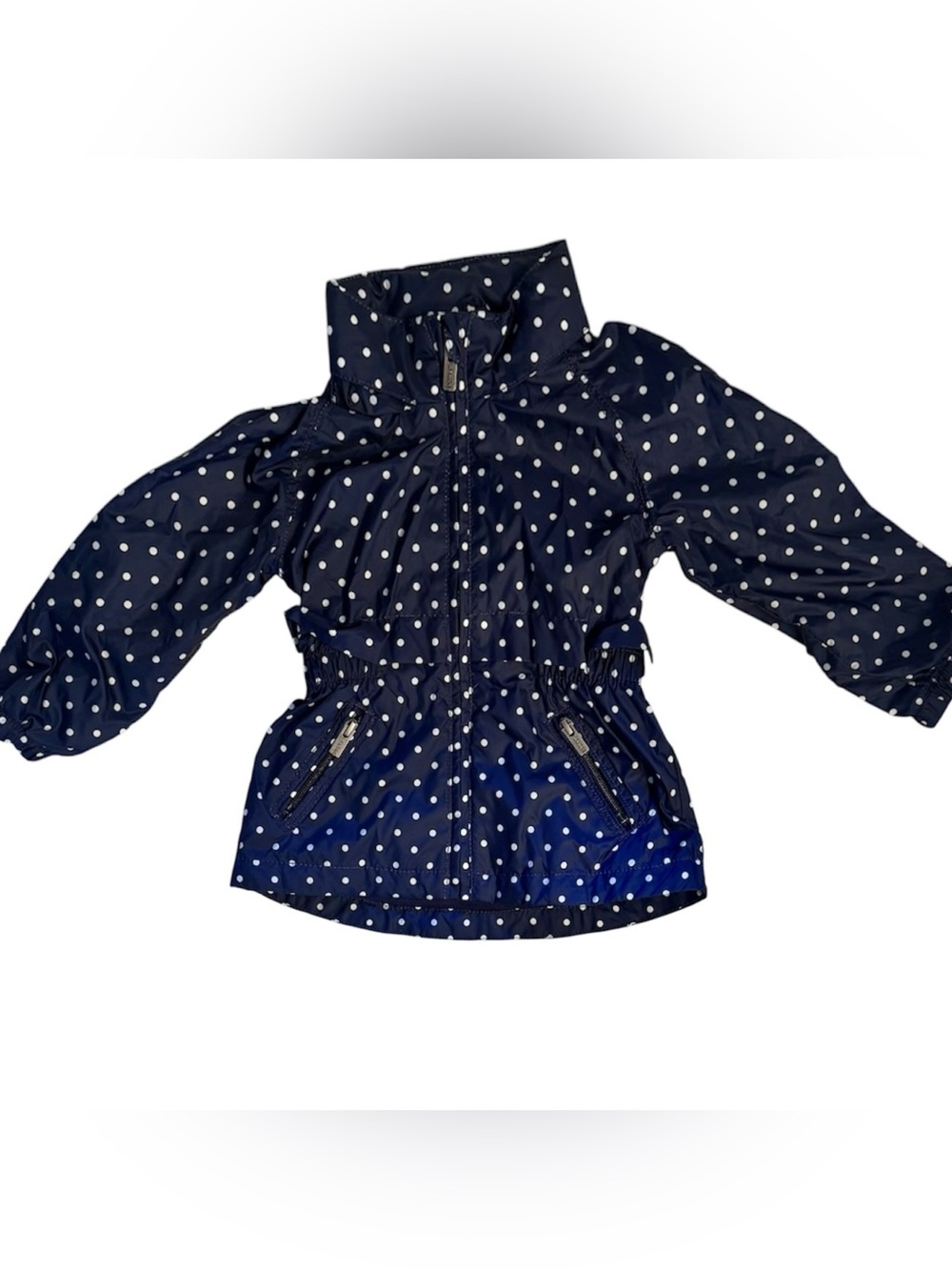 NEW old navy girls toddler navy polka dot peplum ruffle zip rain coat sz 2T
